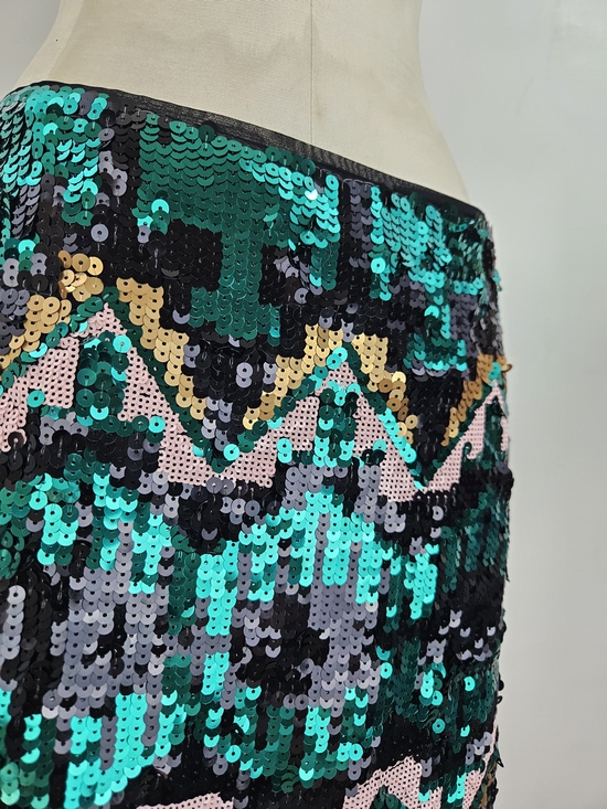 H&M Dresses & Skirts - H&M Teal, Black & Gold Aztec Sequin Design Mini Skirt size 8